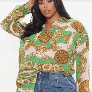 Women's Blouse gold and green